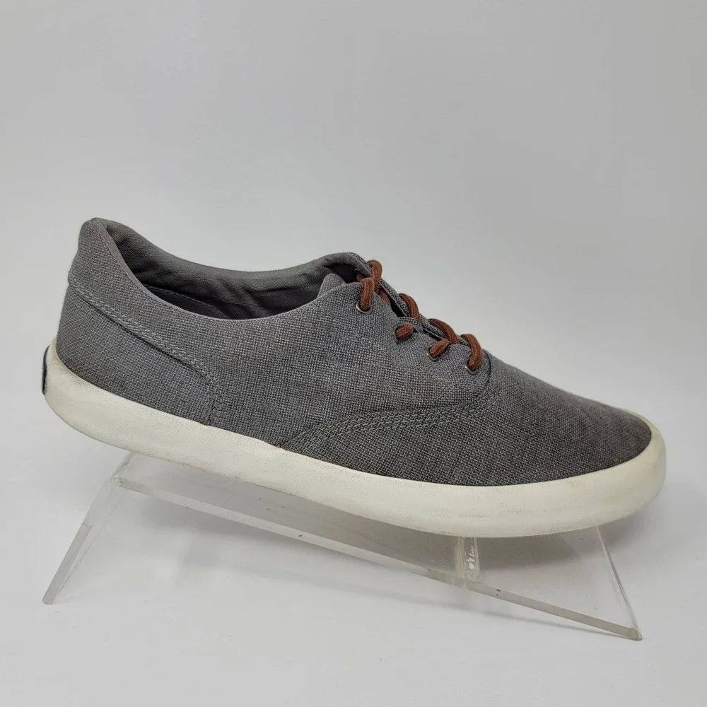 Sperry Topsider Mens Sneakers Sz 9.5 M Gray Canvas Shoes STS16450